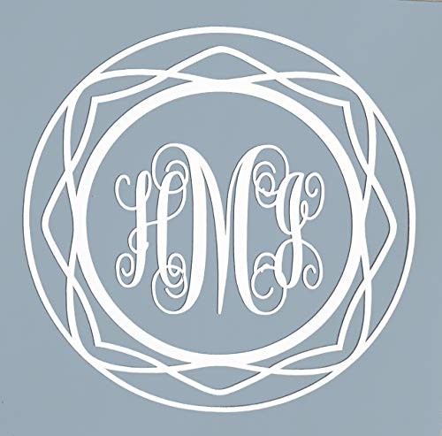 Custom Initial Monogram Vinyl Decal Bumper Sticker, for Tumblers, Laptops, Car Windows - Pretty Round Script Letter Design - Style 1-WickedGoodz