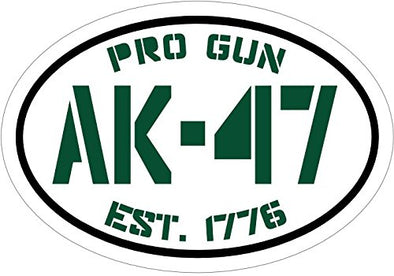 WickedGoodz Oval Vinyl Green Pro Gun Est.1776 Ak-47 Decal - Ak47 Bumper Sticker - Perfect 2nd Amendment Gift-WickedGoodz