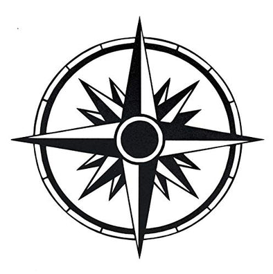 Custom Vinyl Round Simple Compass Rose Decal - Nautical Bumper Sticker, for Laptops or Car Windows - Orienteering, Sailing, Hiking Transfer-WickedGoodz