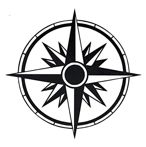 Custom Vinyl Round Simple Compass Rose Decal - Nautical Bumper Sticker, for Laptops or Car Windows - Orienteering, Sailing, Hiking Transfer-WickedGoodz