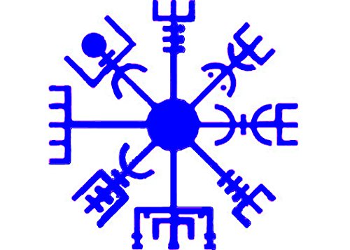 Viking Decal - Blue Vegvísir Viking Compass Vinyl Sticker - Viking Bumper Sticker - Vegvísir Rune Sticker - Compass Decal - Perfect Viking Gift - Made in The USA-WickedGoodz