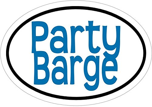 WickedGoodz Oval Blue Party Barge Boat Vinyl Decal - Boating Bumper Sticker - Perfect Outdoors Gift-WickedGoodz