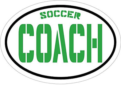 Oval Green Soccer Coach Vinyl Window Decal-WickedGoodz