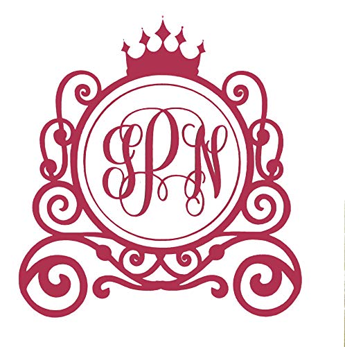 Custom Princess Crown & Carriage Initial Monogram Vinyl Decal - Fantasy Bumper Sticker, for Tumblers, Laptops, Car Windows-WickedGoodz