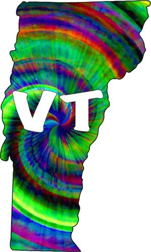 WickedGoodz Vinyl Tie Dye VT Vermont Decal - Funky Bumper Sticker - Perfect Vermonter Hiking Gift-WickedGoodz