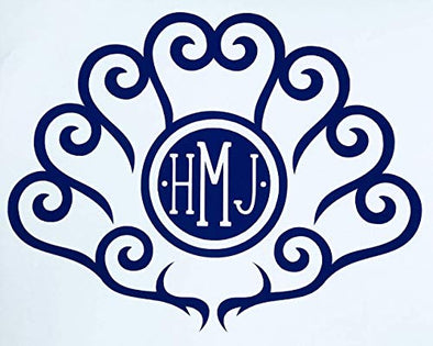 Monogram Seashell Decal Tumbler Initial Sticker-WickedGoodz