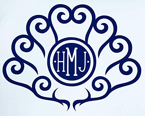 Monogram Seashell Decal Tumbler Initial Sticker-WickedGoodz