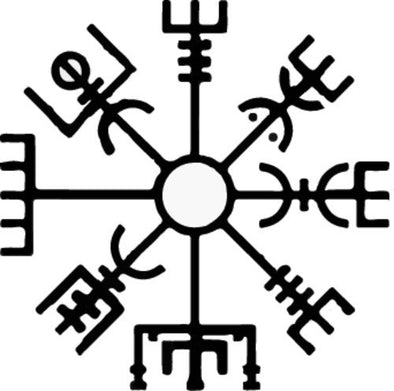 WickedGoodz Black Vegvísir Viking Compass Vinyl Static Cling - Viking Decoration - Vegvísir Rune Decor - Norse Scandinavian Gift-WickedGoodz