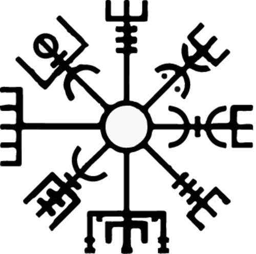 WickedGoodz Black Vegvísir Viking Compass Vinyl Static Cling - Viking Decoration - Vegvísir Rune Decor - Norse Scandinavian Gift-WickedGoodz