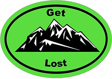 WickedGoodz Oval Vinyl Green Get Lost Mountain Decal - Mountain Bumper Sticker - Perfect Outdoor Enthusiast Gift-WickedGoodz