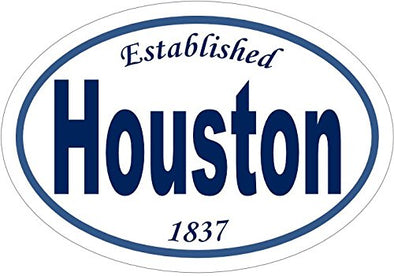 WickedGoodz Oval Established 1837 Houston Vinyl Window Decal - Texas Bumper Sticker - Perfect Vacation Souvenir Gift-WickedGoodz