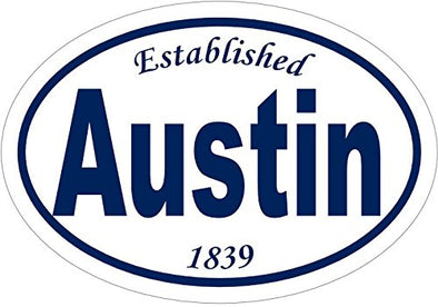 WickedGoodz Oval Vinyl Established 1839 Austin Decal - Texas Bumper Sticker - Perfect Vacation Souvenir Gift-WickedGoodz