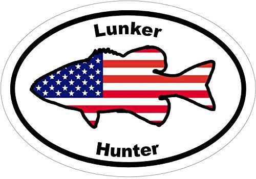 Oval Vinyl American Flag Largemouth Bass Decal - Fishing Bumper Sticker - Sportsman Gift-WickedGoodz