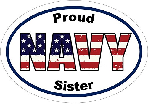WickedGoodz Proud Navy Sister American Flag Navy Vinyl Sticker - Navy Bumper Sticker - Military Sticker - Navy Sticker - Perfect Navy Sister Soldier Military Gift - Made in The USA-WickedGoodz