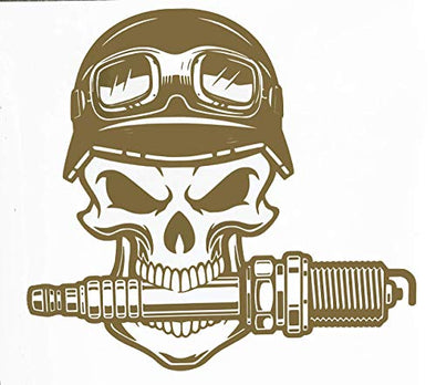 Custom Motorcycle Skull Spark Plug Vinyl Decal - Garage Bumper Sticker - Tumblers Windows Cars Laptops - Auto Mechanics Gear Head Gift-WickedGoodz