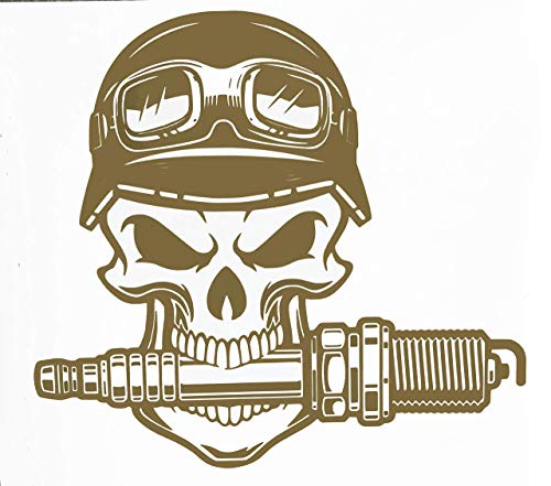 Custom Motorcycle Skull Spark Plug Vinyl Decal - Garage Bumper Sticker - Tumblers Windows Cars Laptops - Auto Mechanics Gear Head Gift-WickedGoodz