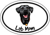 Oval Smiling Black Lab Mom Magnet - Dog Breed Magnetic Car Decal