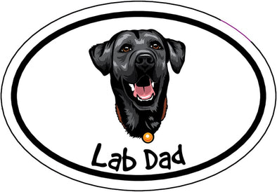 Oval Smiling Black Lab Dad Magnet - Dog Breed Magnetic Car Decal