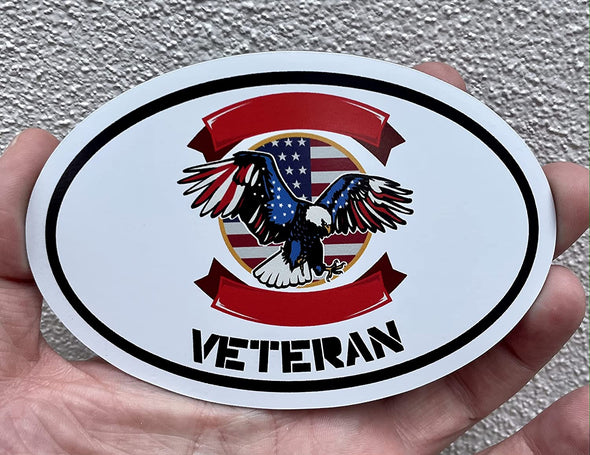 Oval American Flag Patriotic Eagle Magnet - Military Veteran Magnetic Car Decal