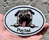 Oval Smiling Pug Dad Magnet - Dog Breed Magnetic Car Decal