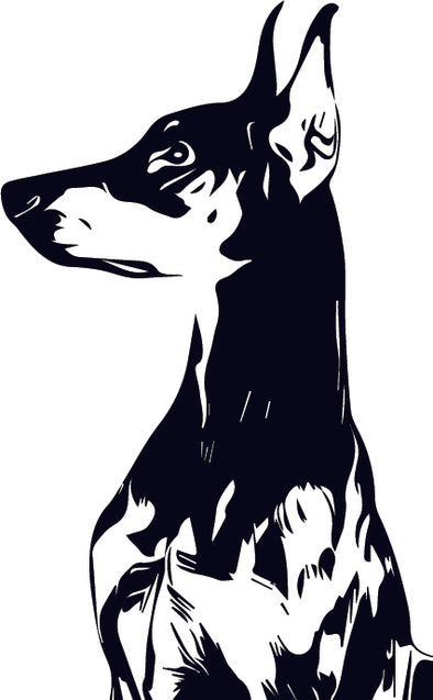 Doberman Pinscher Vinyl Decal Black and White