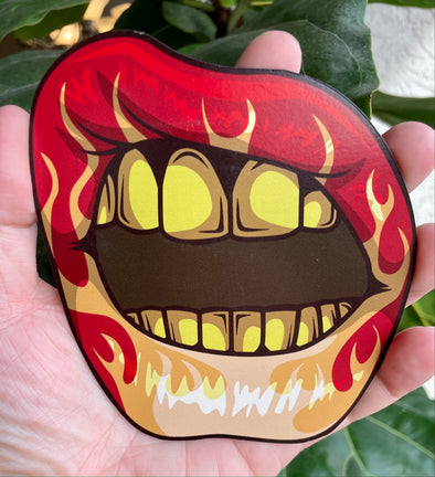 WickedGoodz Flaming Lips Magnet - Gold Mouth Magnetic Car Decal