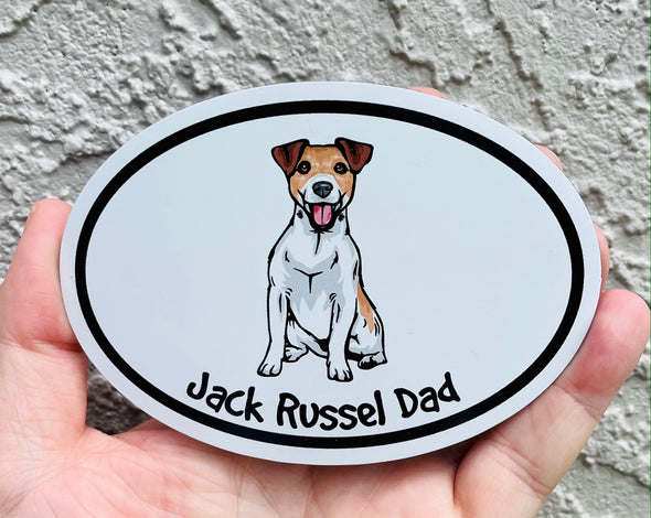 Oval Jack Russel Dad Magnet - Dog Breed Magnetic Car Decal
