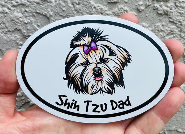 Oval Shih Tzu Dad Magnet - Dog Breed Magnetic Car Decal