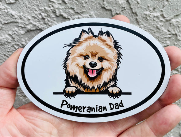 Oval Pomeranian Dad Magnet - Dog Breed Magnetic Car Decal