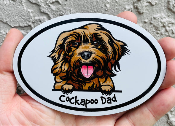 Oval Cockapoo Dad Magnet - Dog Breed Magnetic Car Decal
