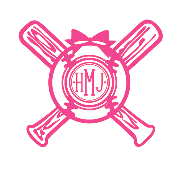 Customized Softball Monogram Vinyl Decal