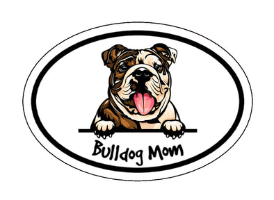 Oval Bulldog Mom Magnet - Dog Breed Magnetic Car Decal
