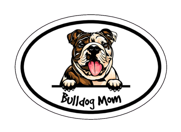 Oval Bulldog Mom Magnet - Dog Breed Magnetic Car Decal