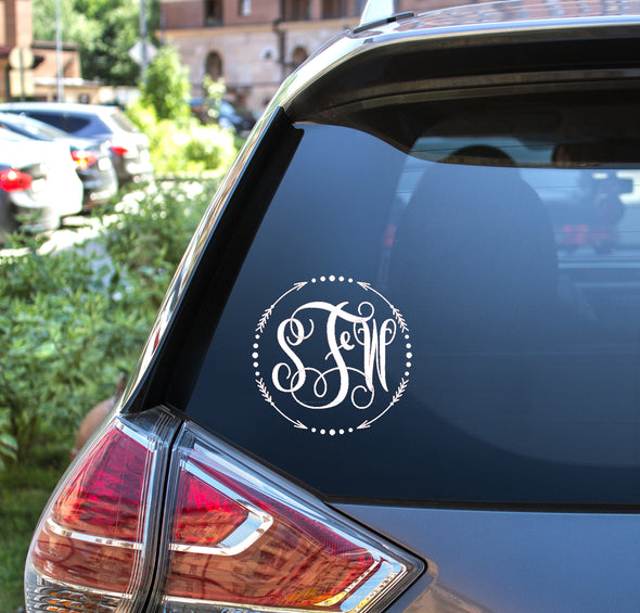 Custom Circle Arrow Dot Monogram Vinyl Decal