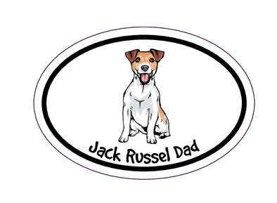 Oval Jack Russel Dad Magnet - Dog Breed Magnetic Car Decal