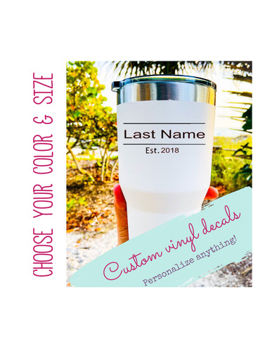 Custom Name with Year Established Family Vinyl Decal