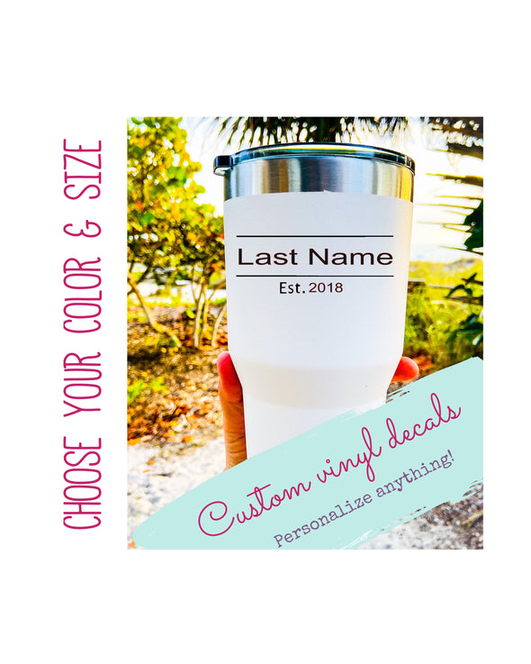 Custom Name with Year Established Family Vinyl Decal