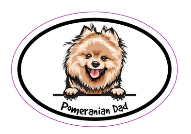 Oval Pomeranian Dad Magnet - Dog Breed Magnetic Car Decal