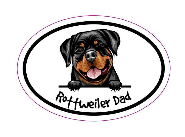 Oval Rottweiler Dad Magnet - Dog Breed Magnetic Car Decal