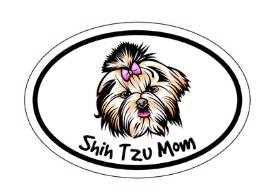 Oval Shih Tzu Mom Magnet - Dog Breed Magnetic Car Decal