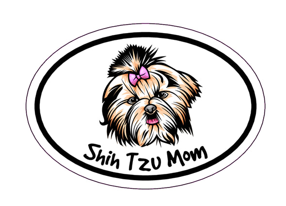 Oval Shih Tzu Mom Magnet - Dog Breed Magnetic Car Decal