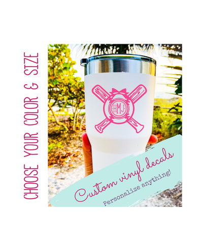 Customized Softball Monogram Vinyl Decal