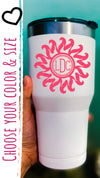 Sun Initial Monogram Decal