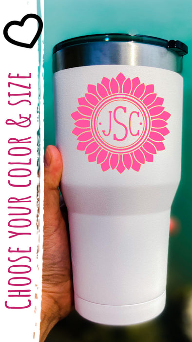 Custom  Sunflower Monogram Flower Decal Design